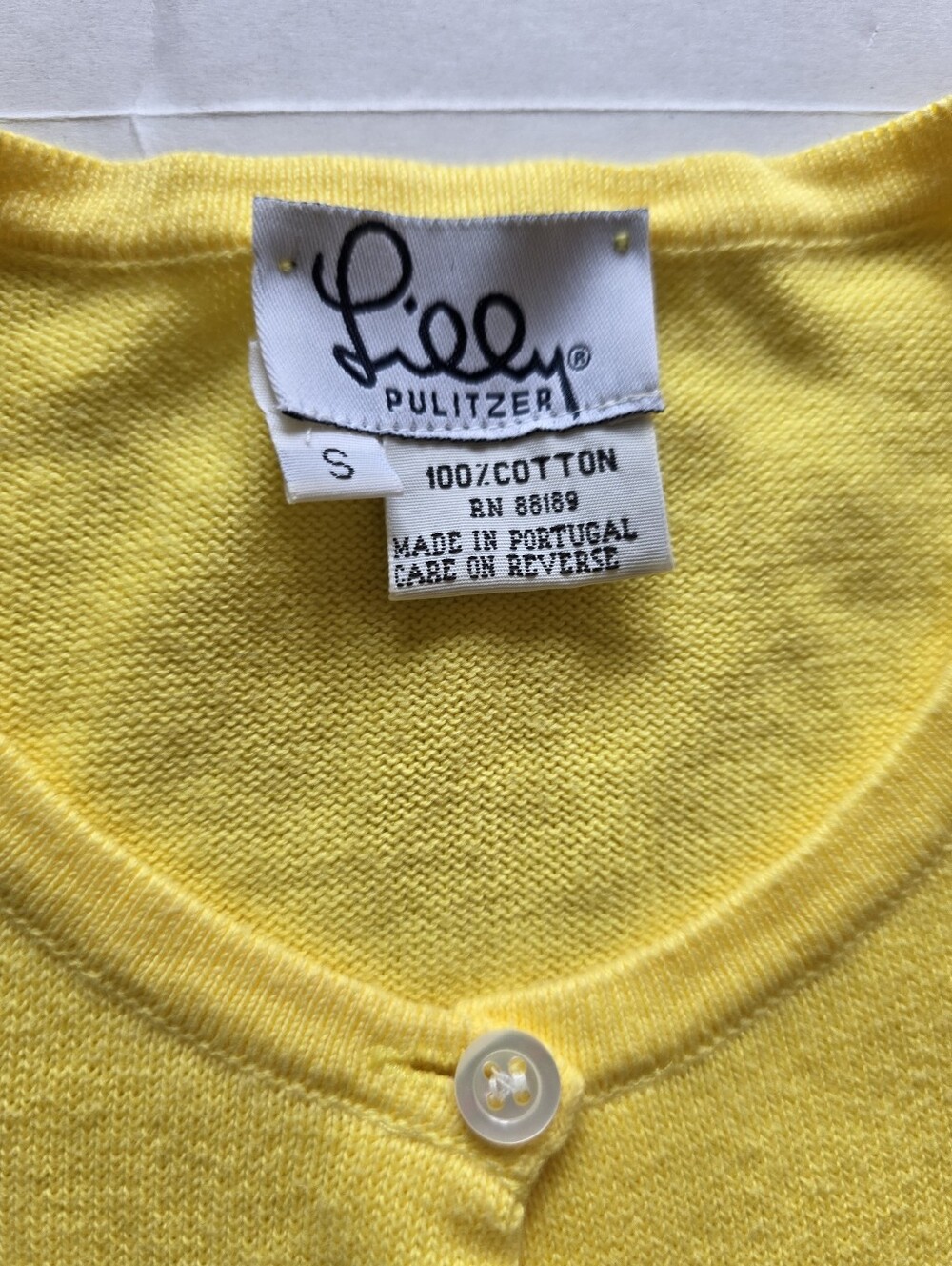 Vtg Lilly Pulitzer White Label Yellow Cotton Cardigan Sweater S Preppy Old Money - Picture 3 of 6